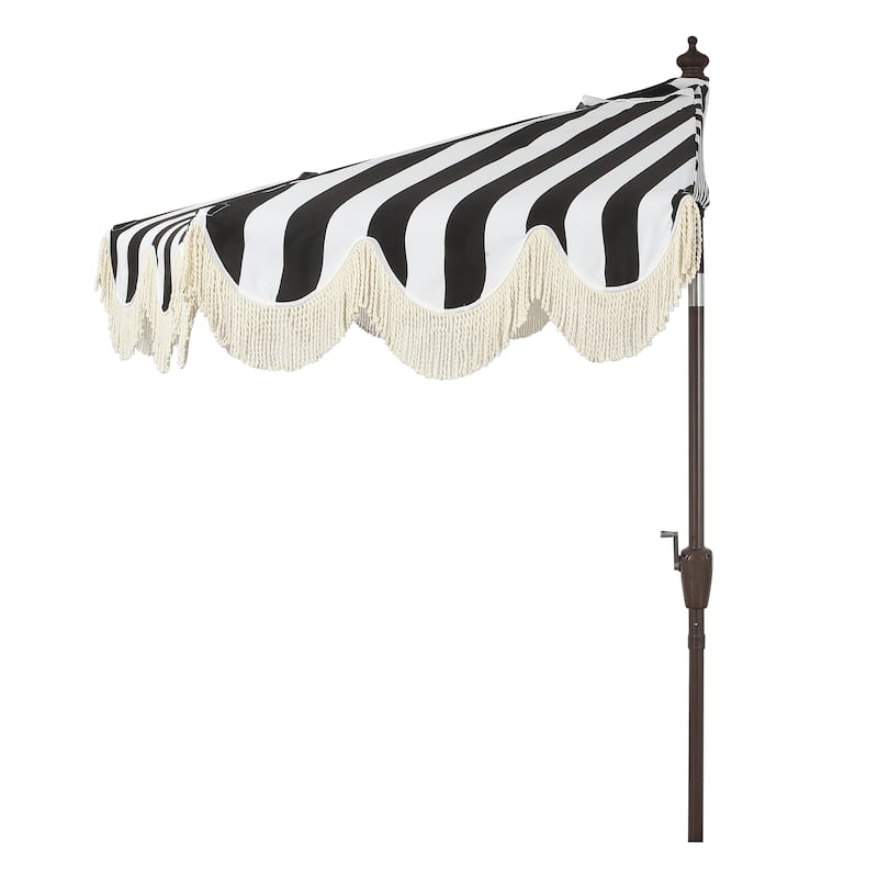 9ft Half Market Umbrella, Scalloped, Crank, Tilt, UV, by JONATHAN Y