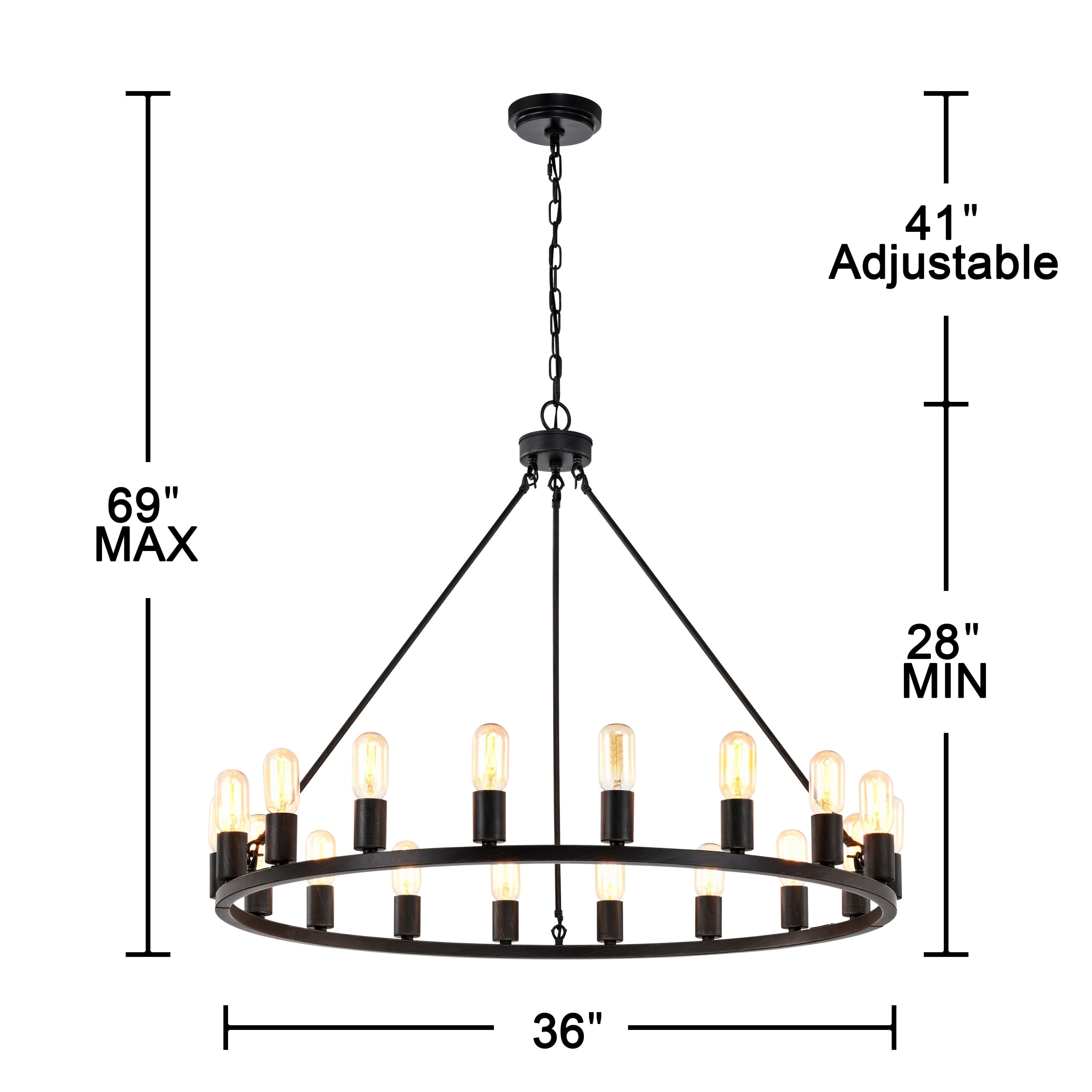 Black metal store round chandelier