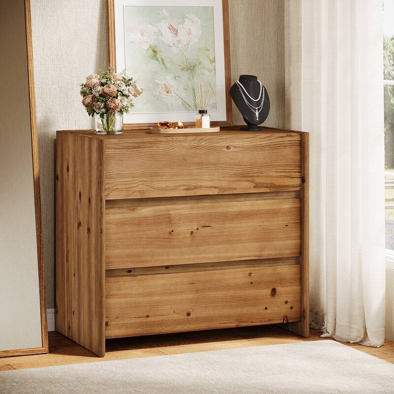 Oversized Solid Wood Nightstand, 31.5-Inch Wide Farmhouse Night Stand