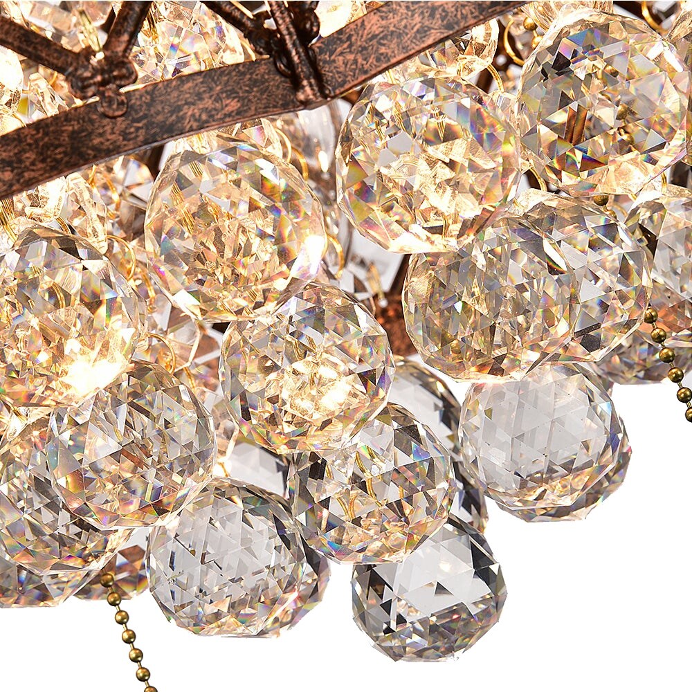 Proshta 3-light Crystal 5-blade Rustic Bronze Ceiling Fan - On