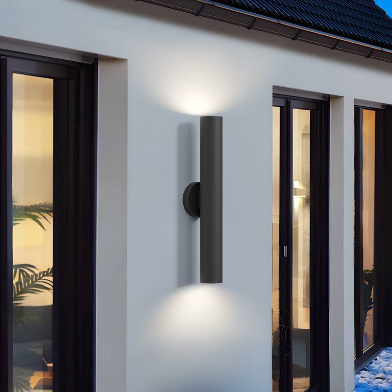 LamQee Modern Black Aluminum Cylinder LED Outdoor Wall Lights