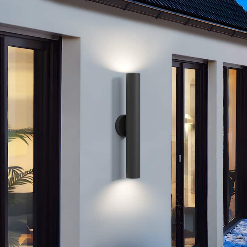 LamQee Modern Black Iron Cylinder Outdoor Wall Lights LED Wall Sconces