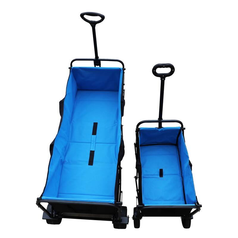 Large Collapsible Wagon Cart - 30% More Space, Steel Frame, Brake Wheels, and Adjustable Handle for Camping, Garden & Sports