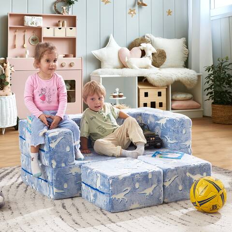 Modular Kids Sofa, Children Furniture for Playroom (Glowing Dinosaur)