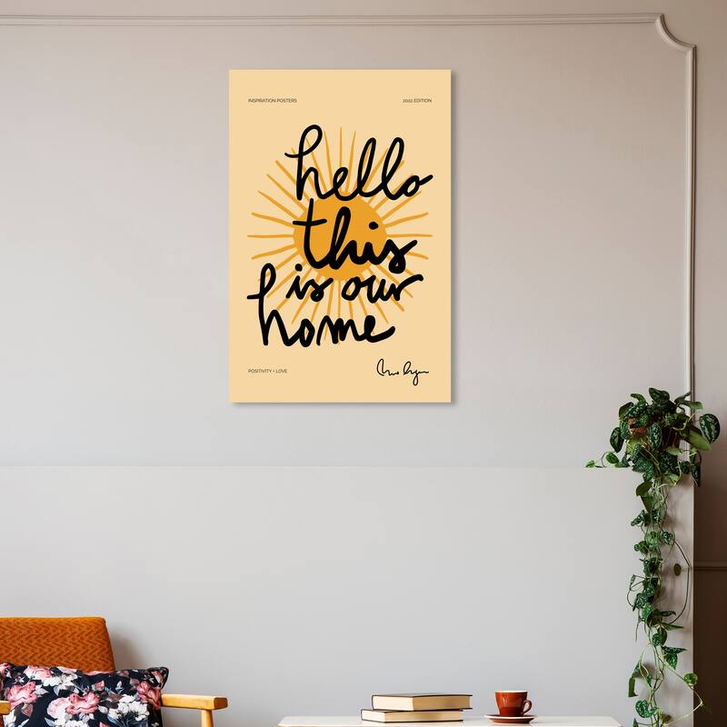Wynwood Studio Canvas Typography and Quotes Hello Home Yellow and Modern & Contemporary Wall Art Canvas Print - 20 x 30