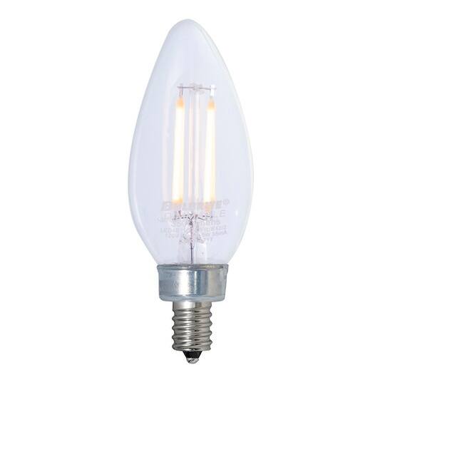 Bulbrite Pack of (4) 2.5 Watt Dimmable Clear Filament B11 Candelabra (E12) LED Bulb - 250 Lumens, 2700K, and 80 CRI