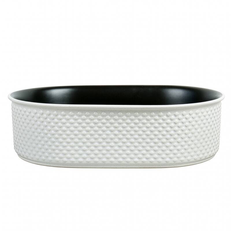 20" x 14" Textured Oval Vessel Sink - White Diamond Pattern Exterior with Black Interior - 20" x 14"