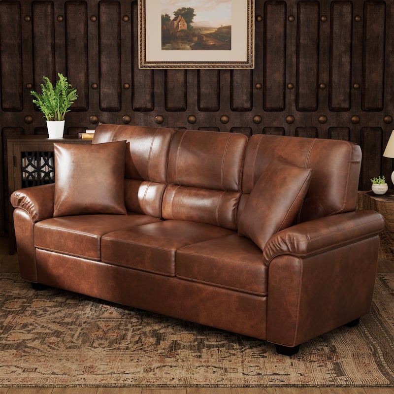 Morden Fort 3-Piece Faux Leather Sofa Set | Space-Saving Living Room Furniture
