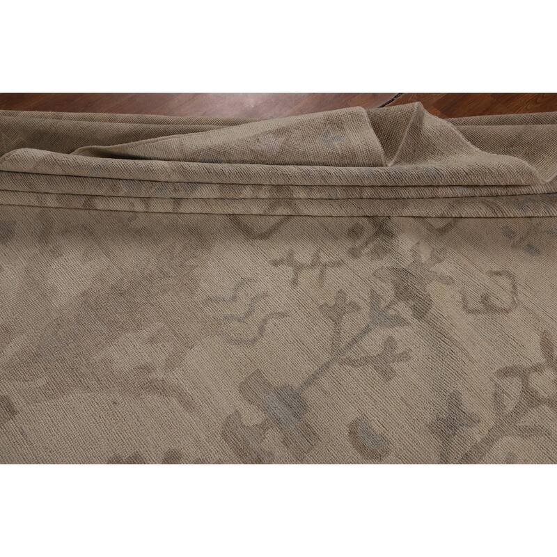 Vegetable Dye Oushak Oriental Large Rug Handmade Beige Wool Carpet - 10'5"x 14'4"