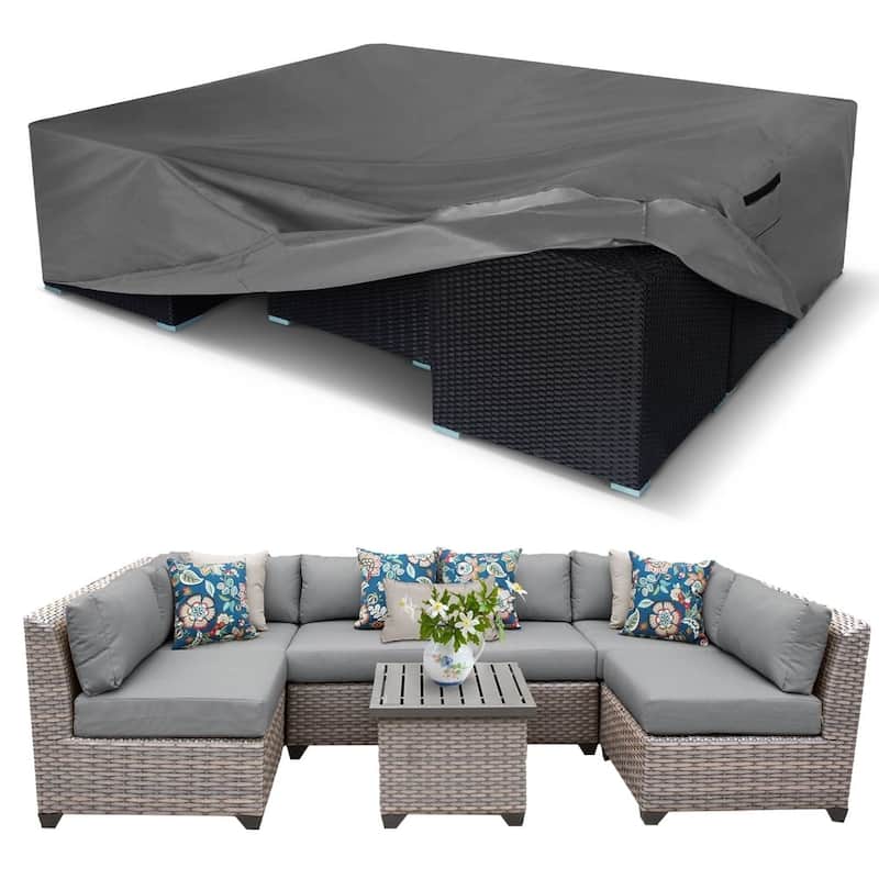 Patio Furniture Covers Waterproof outdoor Windproof patio sectional sofa cover - 126"x126"x28"