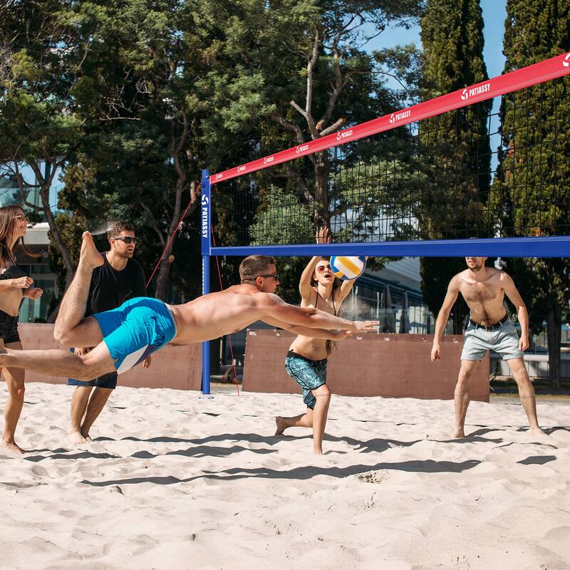 Volleyball Net for Backyard with Adjustable Aluminum Poles Boundary Line Heavy-Duty Winch System