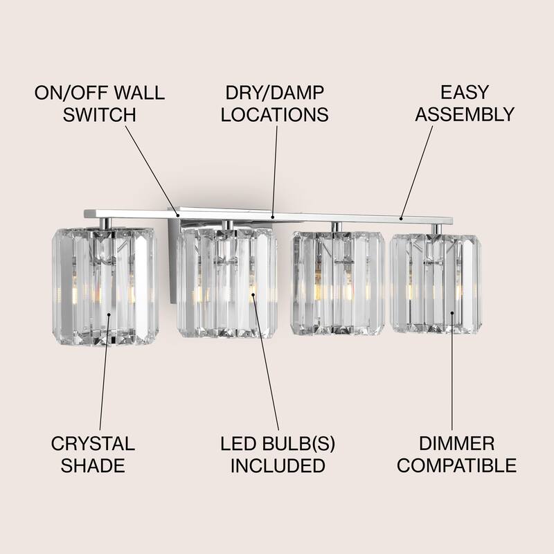 Spaulding Prism Vintage Metal/Glass Classic Glam LED Vanity Light, by JONATHAN Y