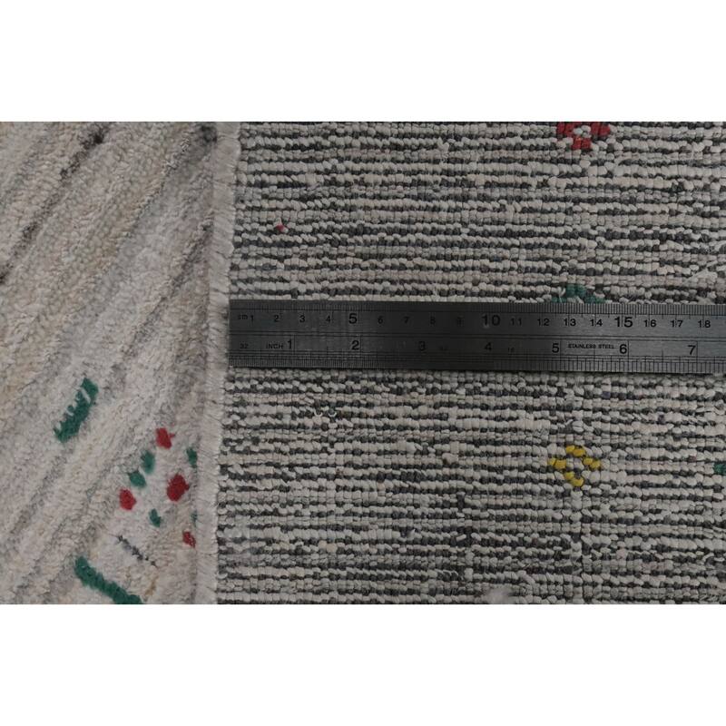 Hand Knotted Oriental 100% Wool Carpet Tribal Animal Pictorial Beige & Ivories Gabbeh Area Rug - 9' 11'' X 7' 9''
