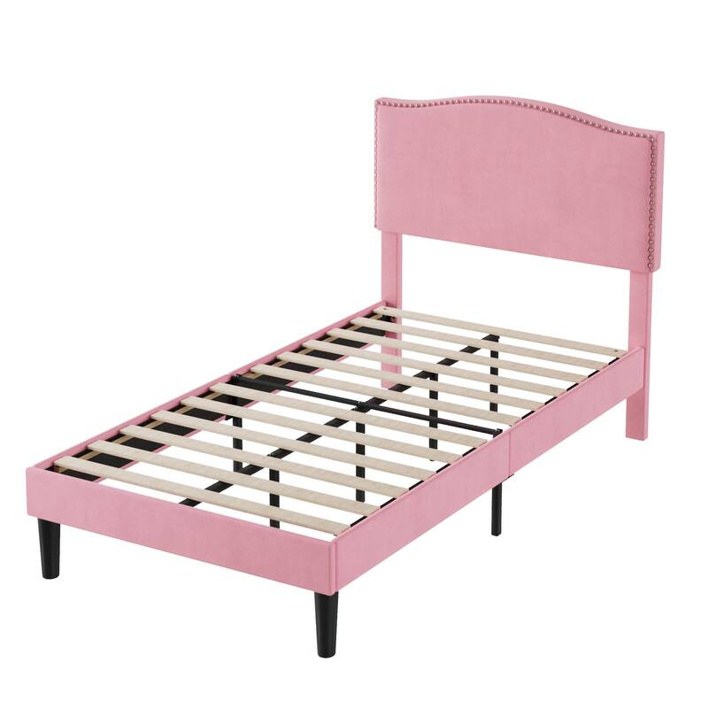 VCCELO 2-Pack Twin Size Bed Frame with Adjustable Headboard Noise-Free Twin Size Bed Set of 2 for Kids Room Dorm Apartments