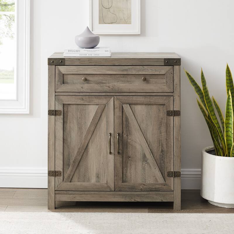 Middlebrook 30-inch Rustic Barn Door Accent Cabinet - Grey Wash