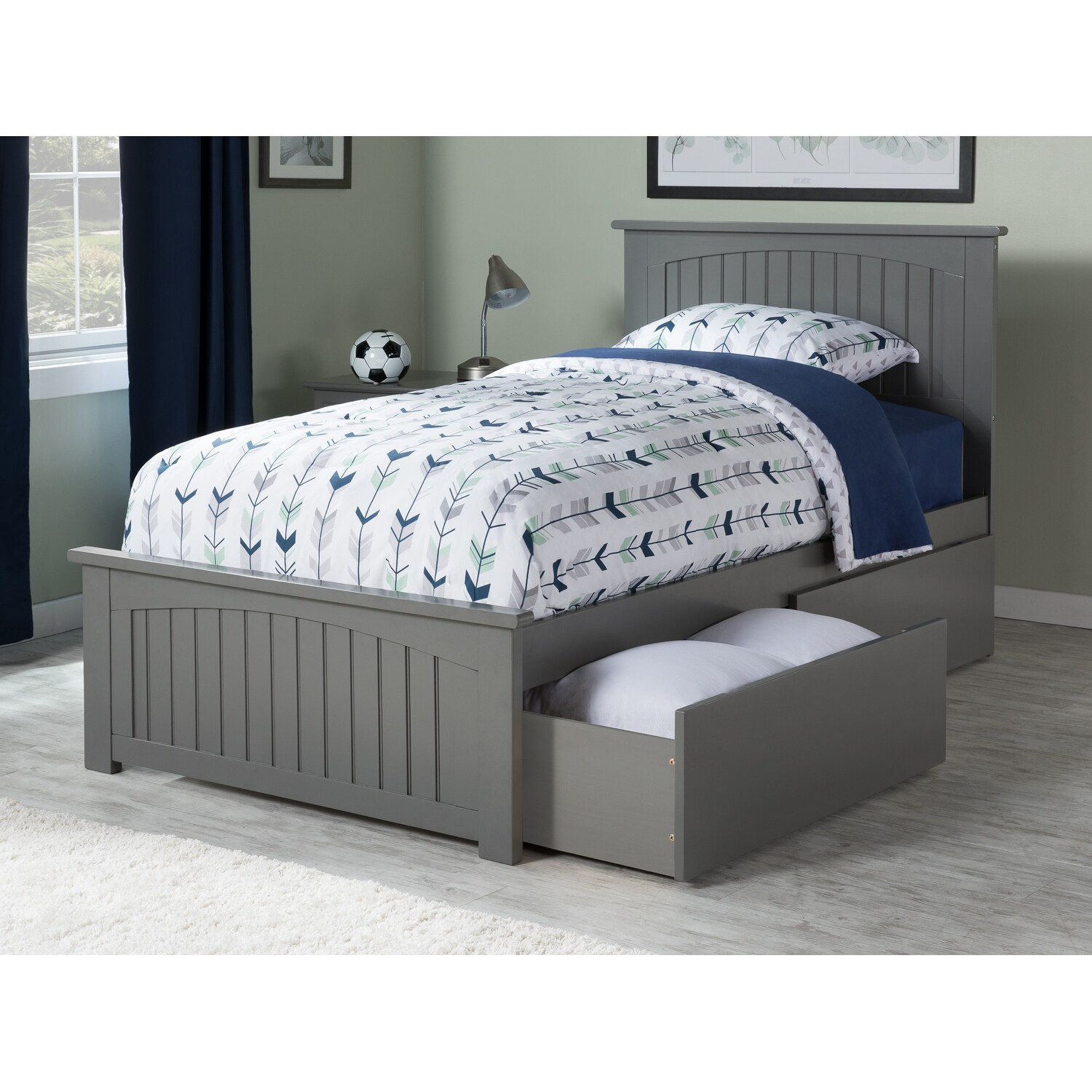 AFI Nantucket Twin XL Size Platform Bed with Matching Footboard