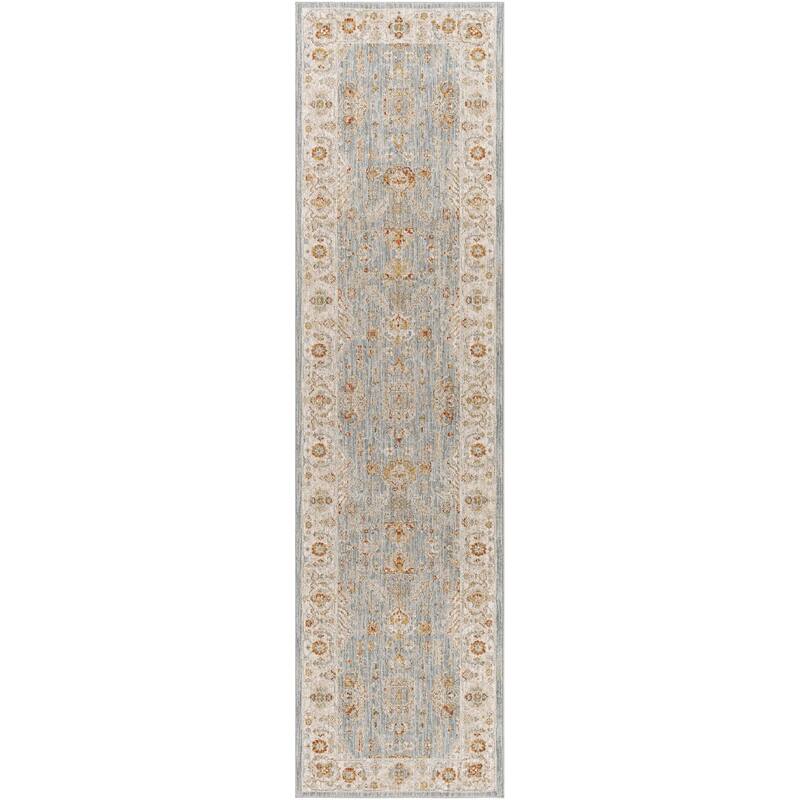Livabliss Avant Garde Traditional Area Rug - 2' 7" x 10' - Denim/Orange - Runner