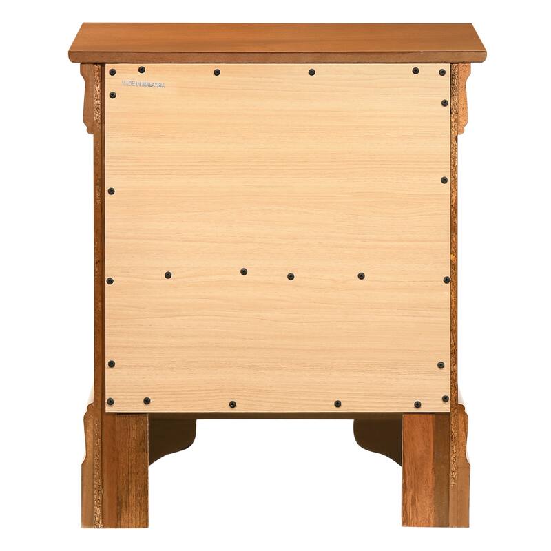 Classic Oak Nightstand with Two Drawers, Compact Size for Easy Storage