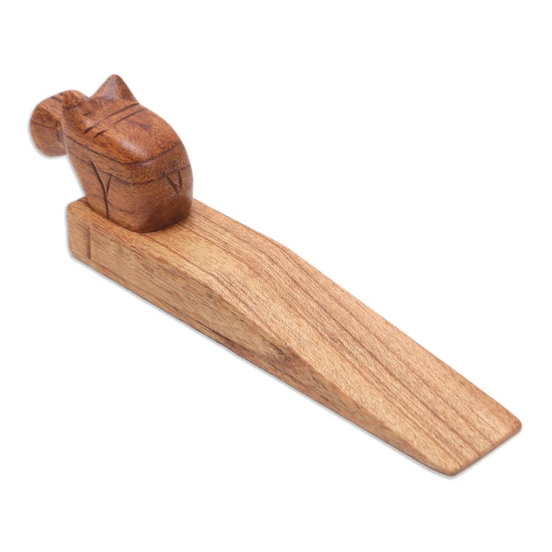 Novica Handmade Protective Hippo Wood Door Stop