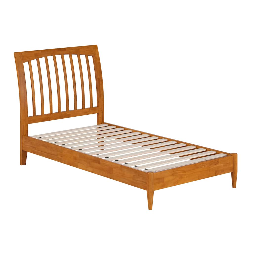 Orleans Twin Solid Wood Low Profile Sleigh Platform Bed in Light Toffee