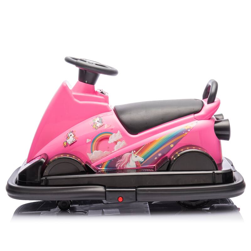 12V Kids Electric Bumper Car, Dual Motors, 360° Rotation, LED Flow Lights, Music, Horn & Fun Collision Effects for Ages 3-5