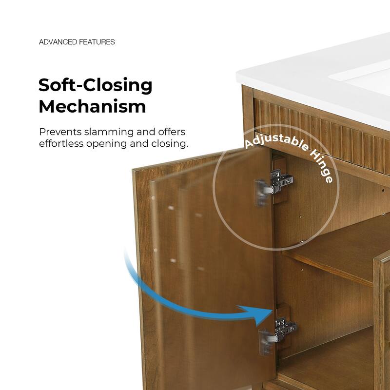 Juliette Warm Walnut Bathroom Vanity with White Quartz Top