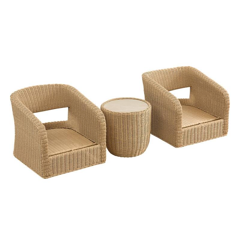 Spruce & Spring Patio Fruniture Outdoor Swivel Chair and Side Table