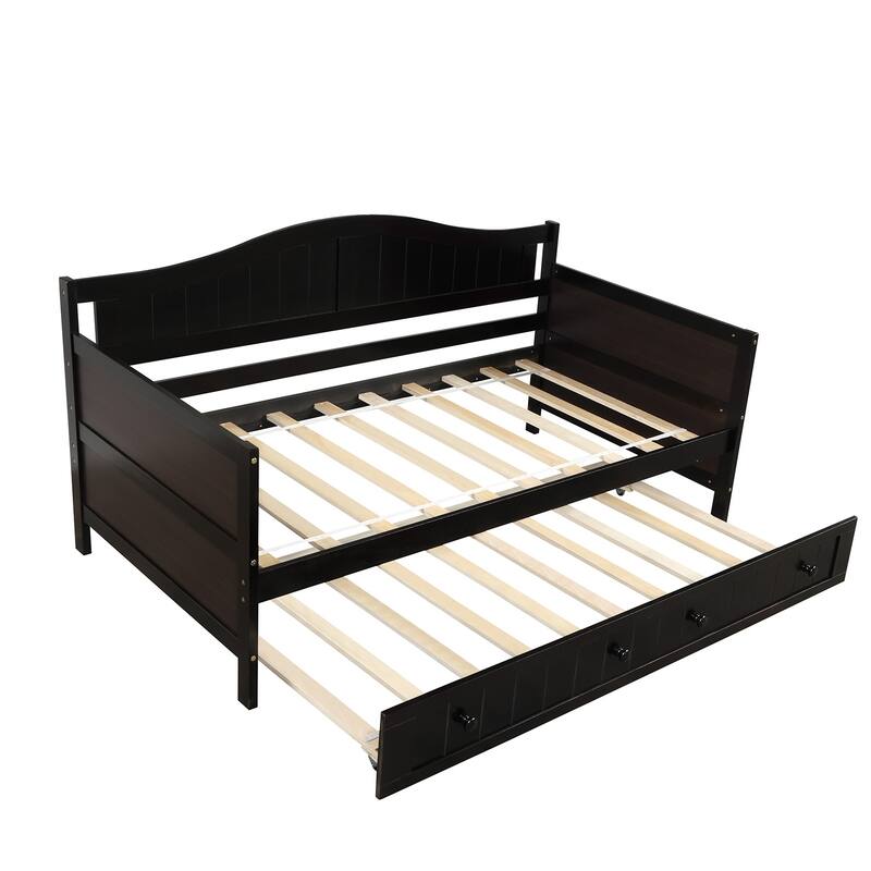 Modern Twin Daybed Frame with Trundle, No Box Spring Needed