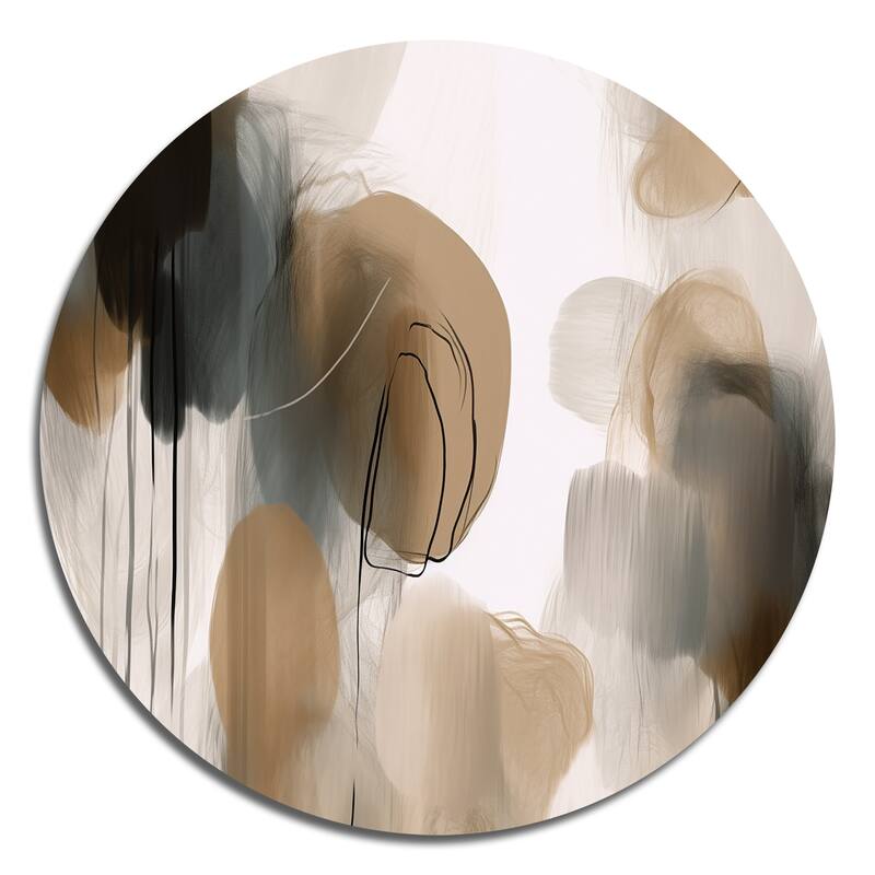 Designart "Painting Of Abstract Shapes II" Abstract Metal Round Wall Art