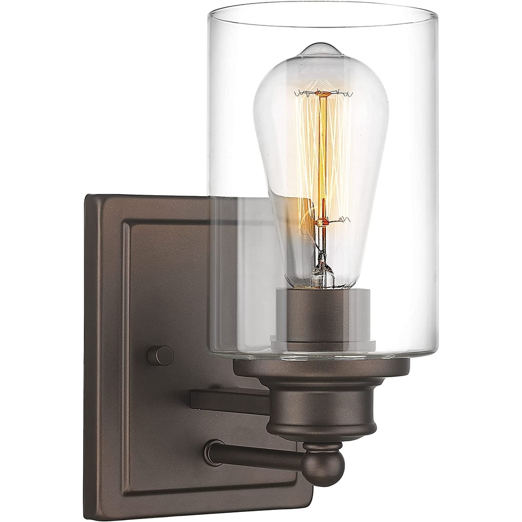 Bathroom Vanity Wall Light with Glass Shade and Rubbed Bronze Finish