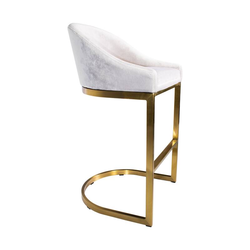 Otus 26" Counter Height Gold Brass Velvet Mid-Century Bar Stool