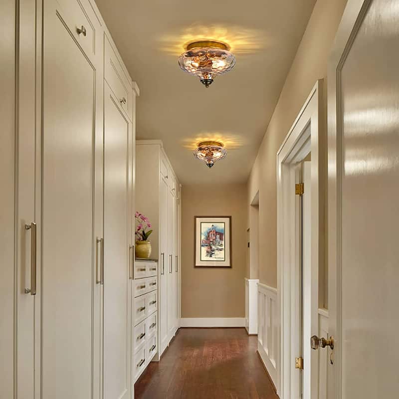 2 light glass flush mount light modern ceiling lamp for hallway