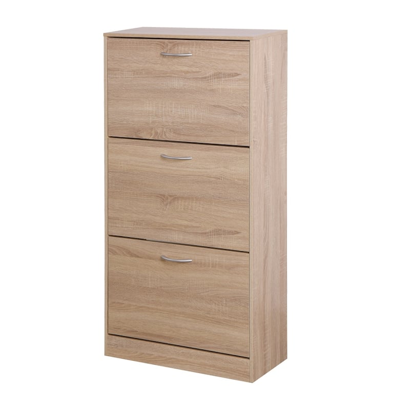 23.6 in.W 3-Tier Wood Shoe Storage Cabinet Organizer for Entryway