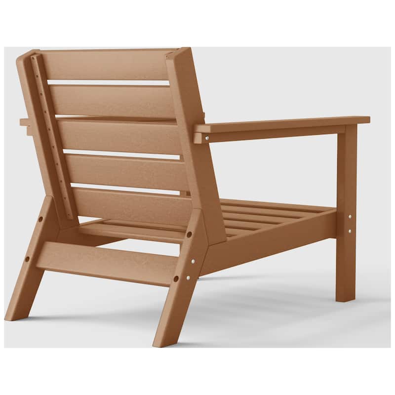 Birchwood All Weather HDPE Outdoor Patio Deep Seating Teak Club Chair With Cushions (1-Piece)