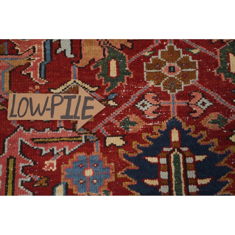 Hand Knotted Oriental 100% Wool Carpet Traditional Floral Red Heriz (serapi) Area Rug - 10' 5'' X 7' 2''