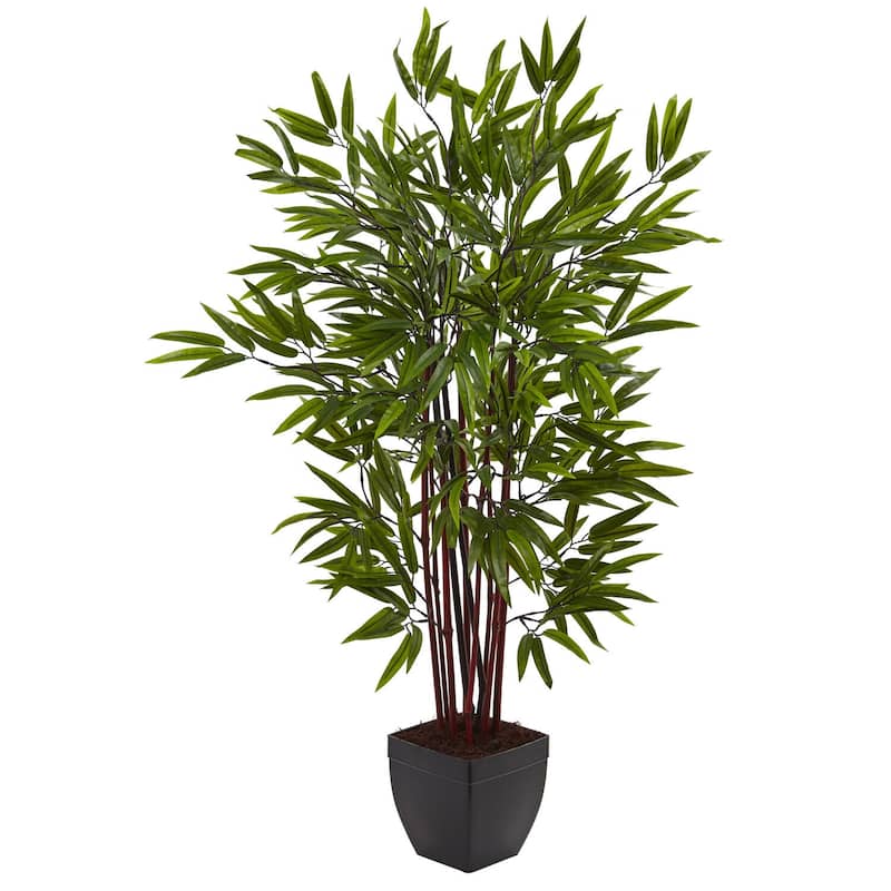 Bamboo Silk Tree 4ft Indoor - Elegant Artificial Plant with Planter for Home Office Decor - 4ft.