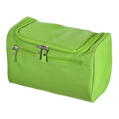 Canvas Hanging Toiletry Makeup Bag with Strap Zipper Waterproof Green
