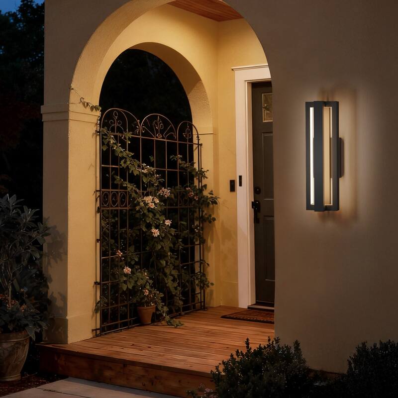 LamQee Integrated Matte Black Aluminum LED Outdoor Wall Sconce 15inch - 1-Pack/15inch