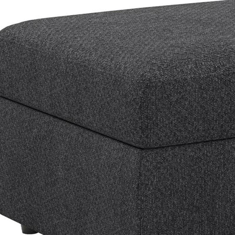 HomeRoots 30" Gray and Black Chenille Storage Ottoman