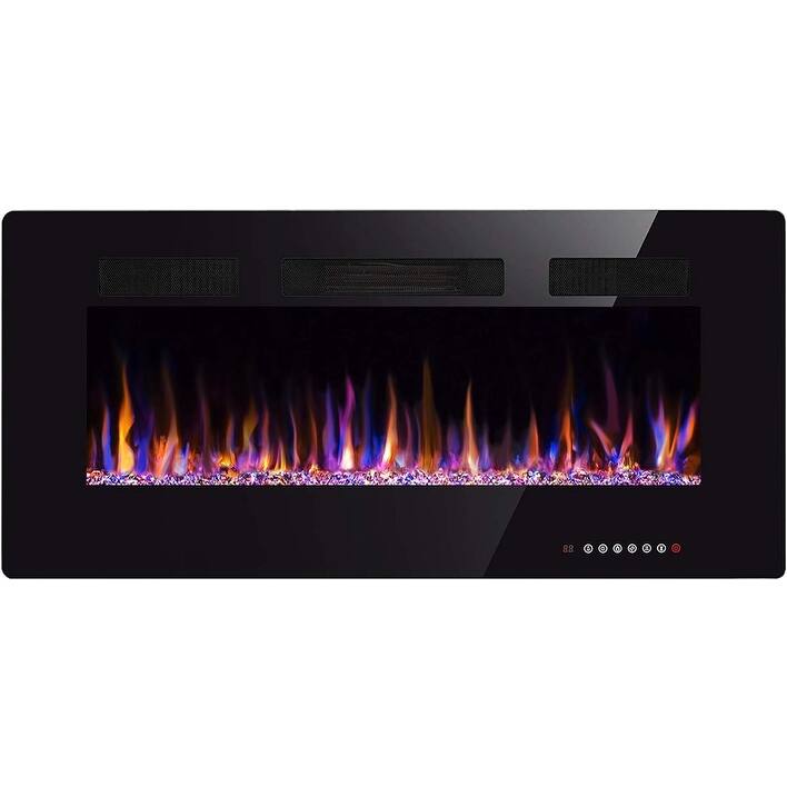 30-68" Featured Built-In Wall Fireplace with Timer / Touch Screen / Multi-Color Flame / Remote Control（750-1500W）