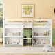 preview thumbnail 1 of 7, White Twin Size Wood Low Loft Bed with Two-Tier Shelves and LED White