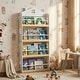 preview thumbnail 2 of 8, Costway 4-Tier House-Shaped Kids Bookshelf with Anti-falling Baffles - See Details