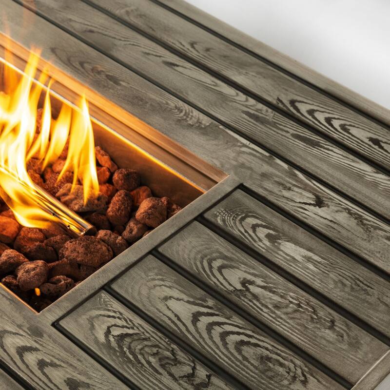 53.5 in. W x 22 in. D x 24 in. H Rectangle Steel Propane Gas Patio Fire Pits in Light Beige