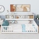 preview thumbnail 6 of 66, Wooden bed floor bed with bedside bookcase and shelves White - Full