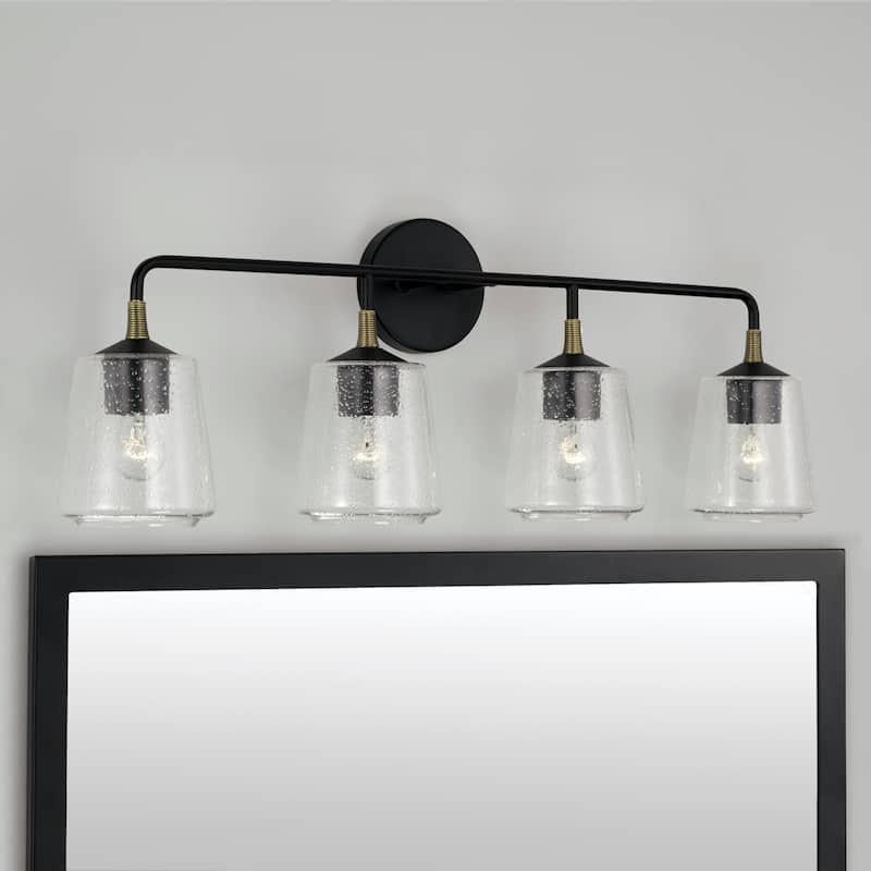 Amara 4-light Matte Black/ Brass Bath/ Vanity Fixture