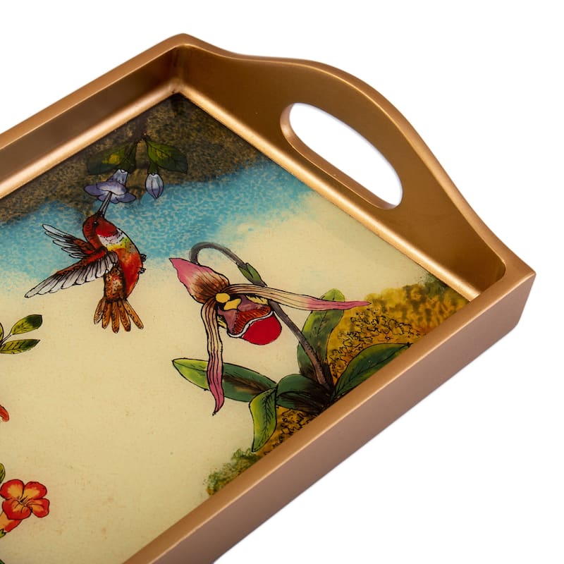 Novica Handmade Joy At Spring Reverse-Painted Glass Tray