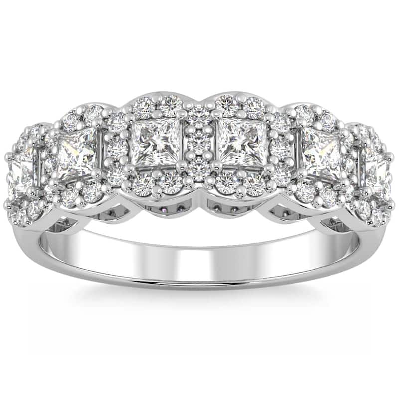 Bliss Diamond 1Ct Princess Cut Diamond Wedding Ring Stackable Band Gold Lab Grown - 7 - White