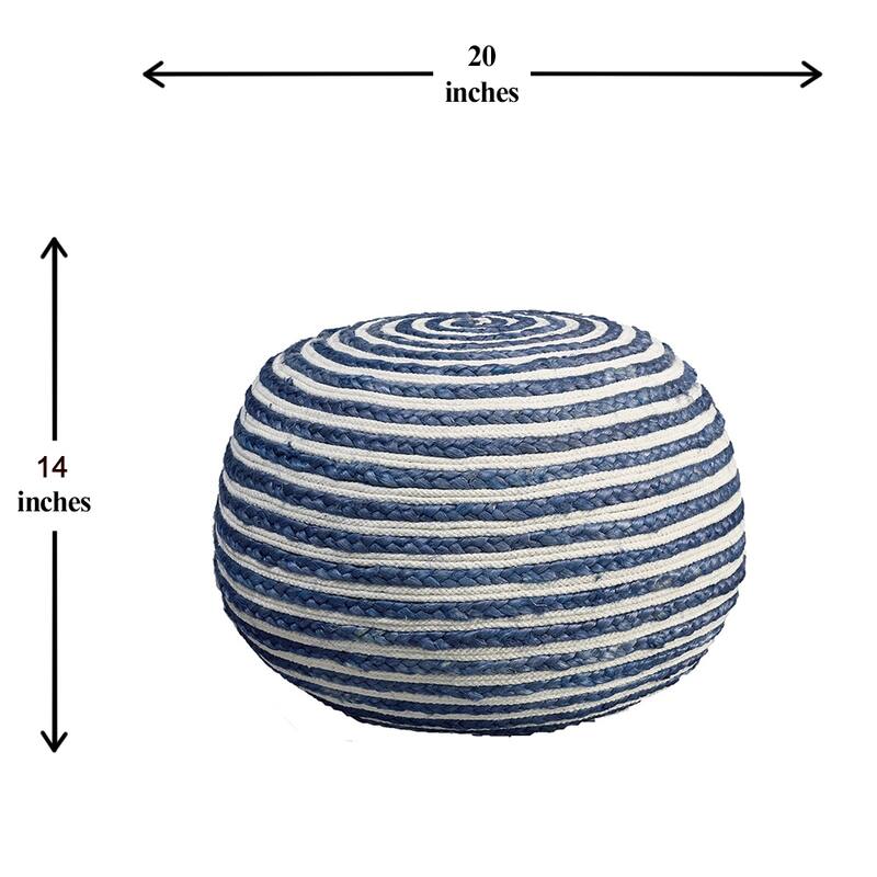 Sevita Boho Braided Jute Pouf Ottoman ( 14" x 20" )