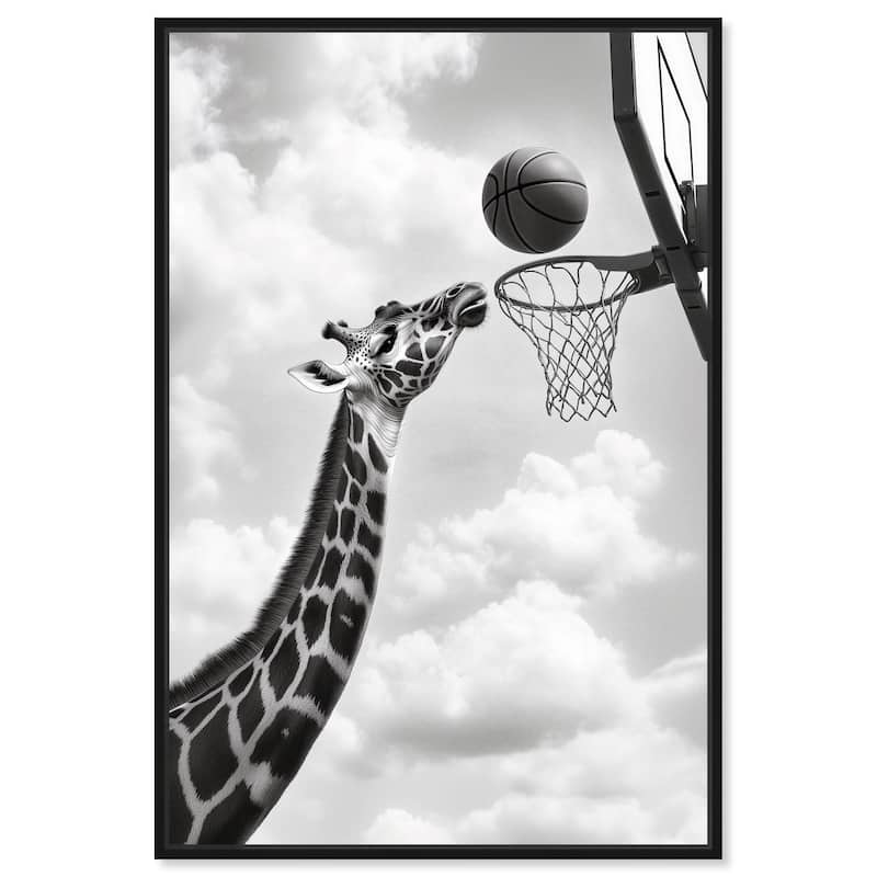 Giraffe Hoops Canvas by Art Remedy - 20" x 30" - Black