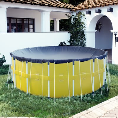 ColourTreeUSA Premium Round Winter Pool Cover Above Ground with 4 ft. Overlap - 140 GSM